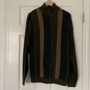 Y2K Gap Striped Mens Sweater Quarter Zip XL L
